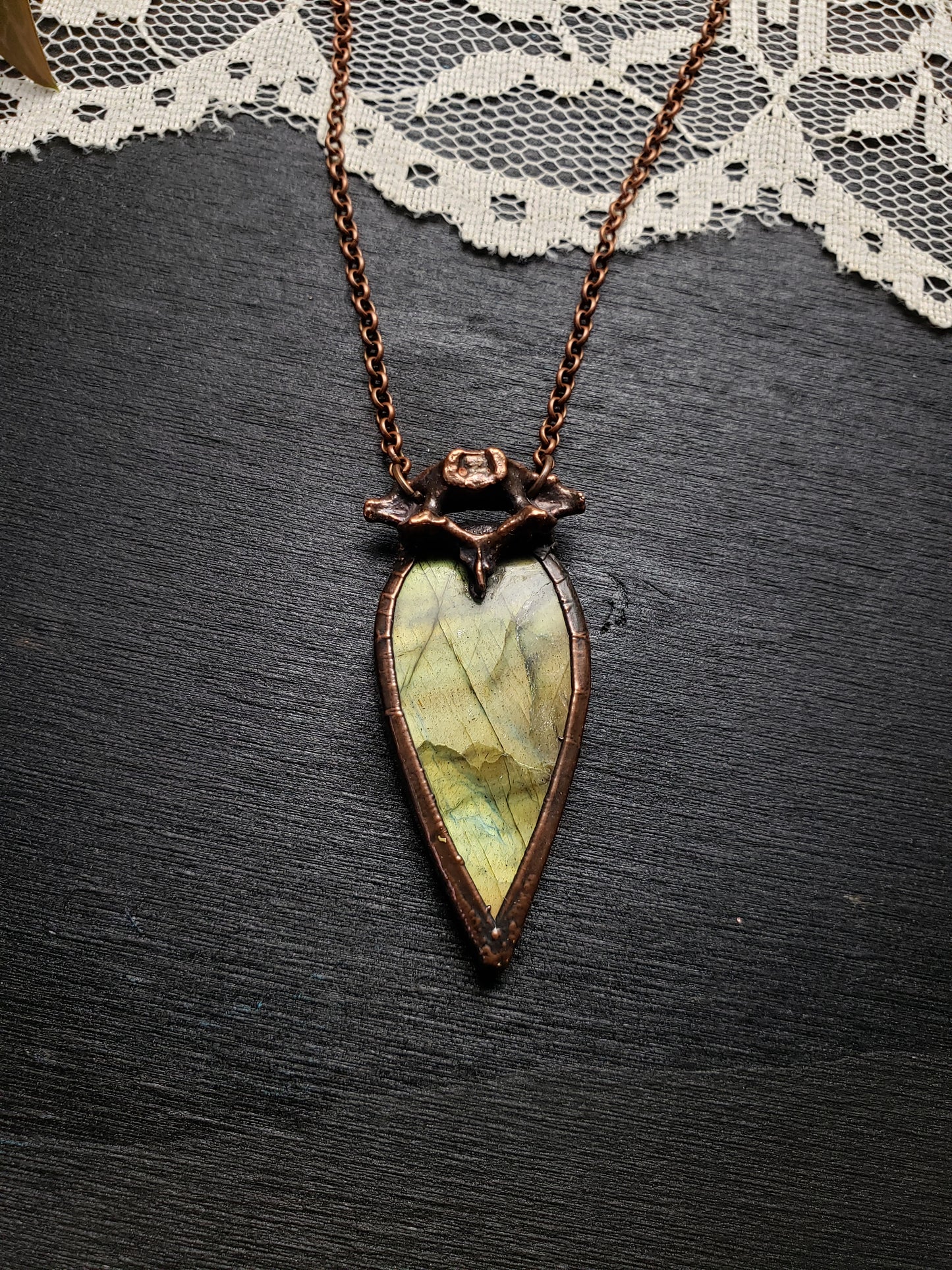 Labradorite and Bone Pendant