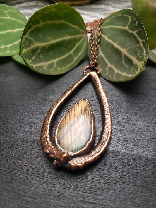 Labradorite & Rabbit Bone Pendant