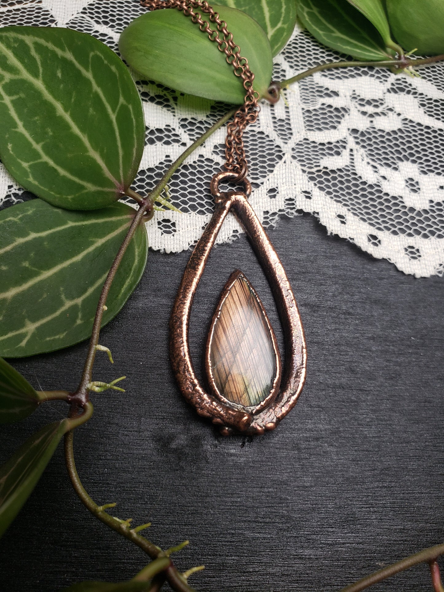 Labradorite & Rabbit Bone Pendant