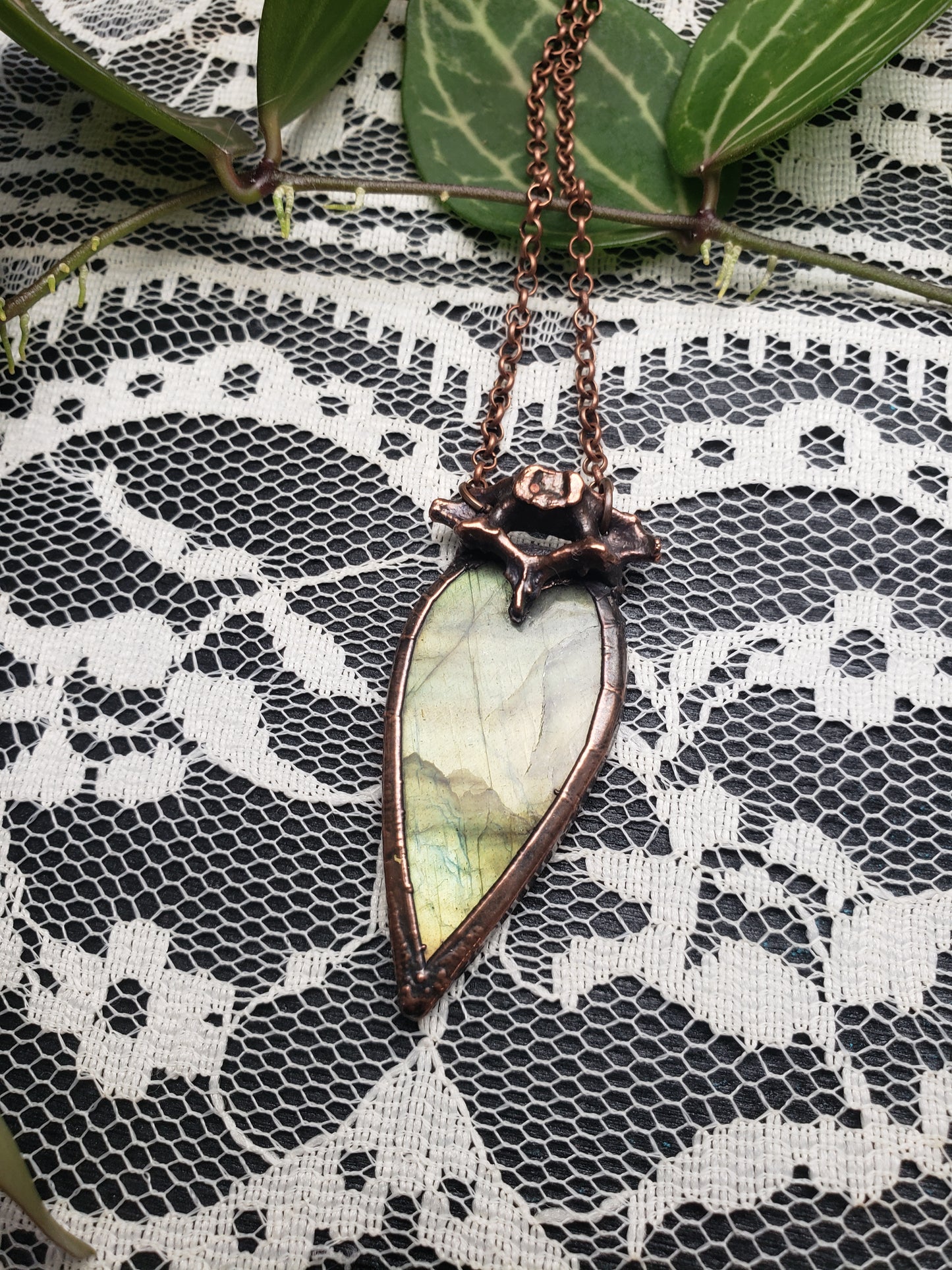 Labradorite and Bone Pendant