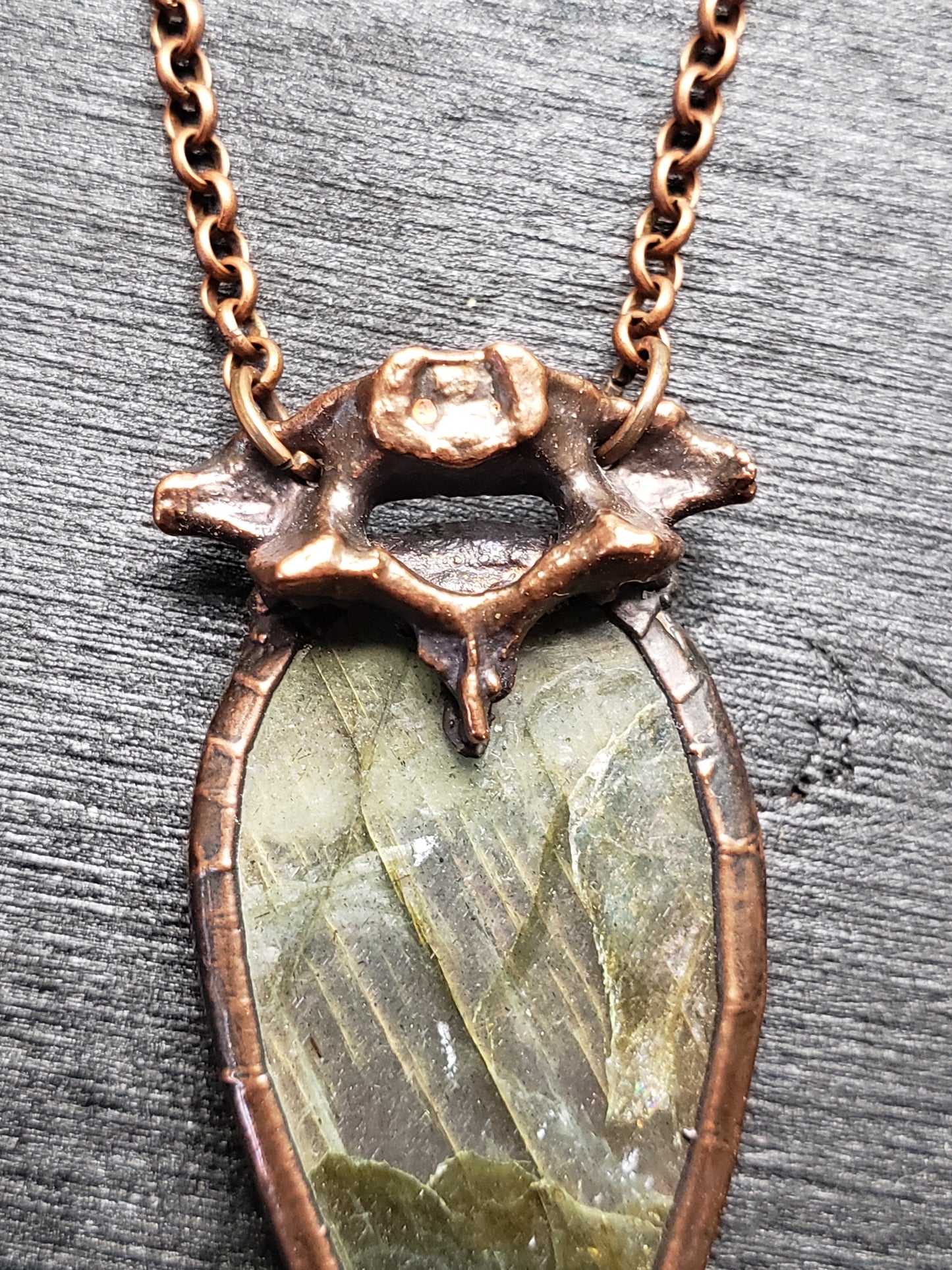 Labradorite and Bone Pendant