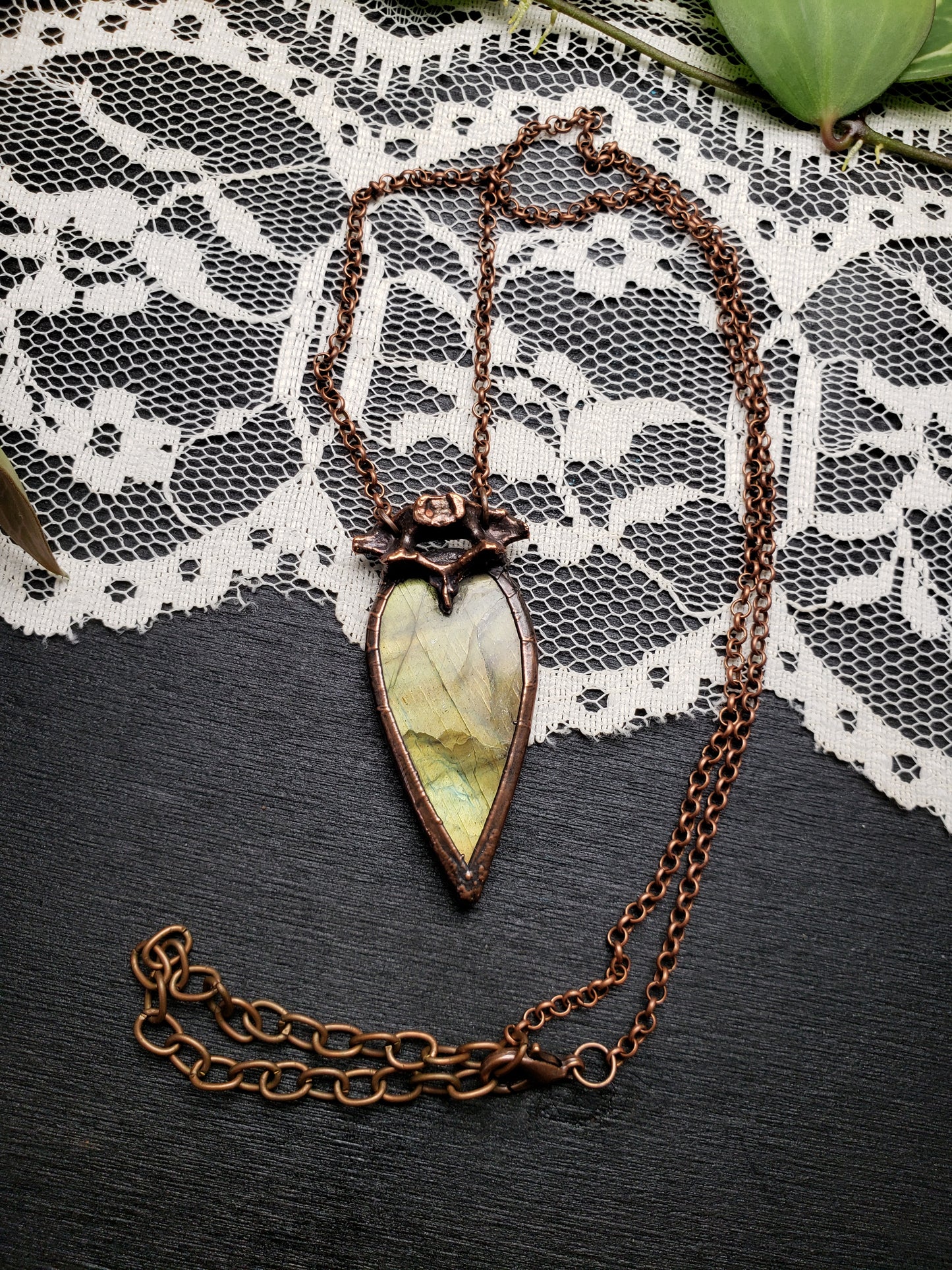 Labradorite and Bone Pendant