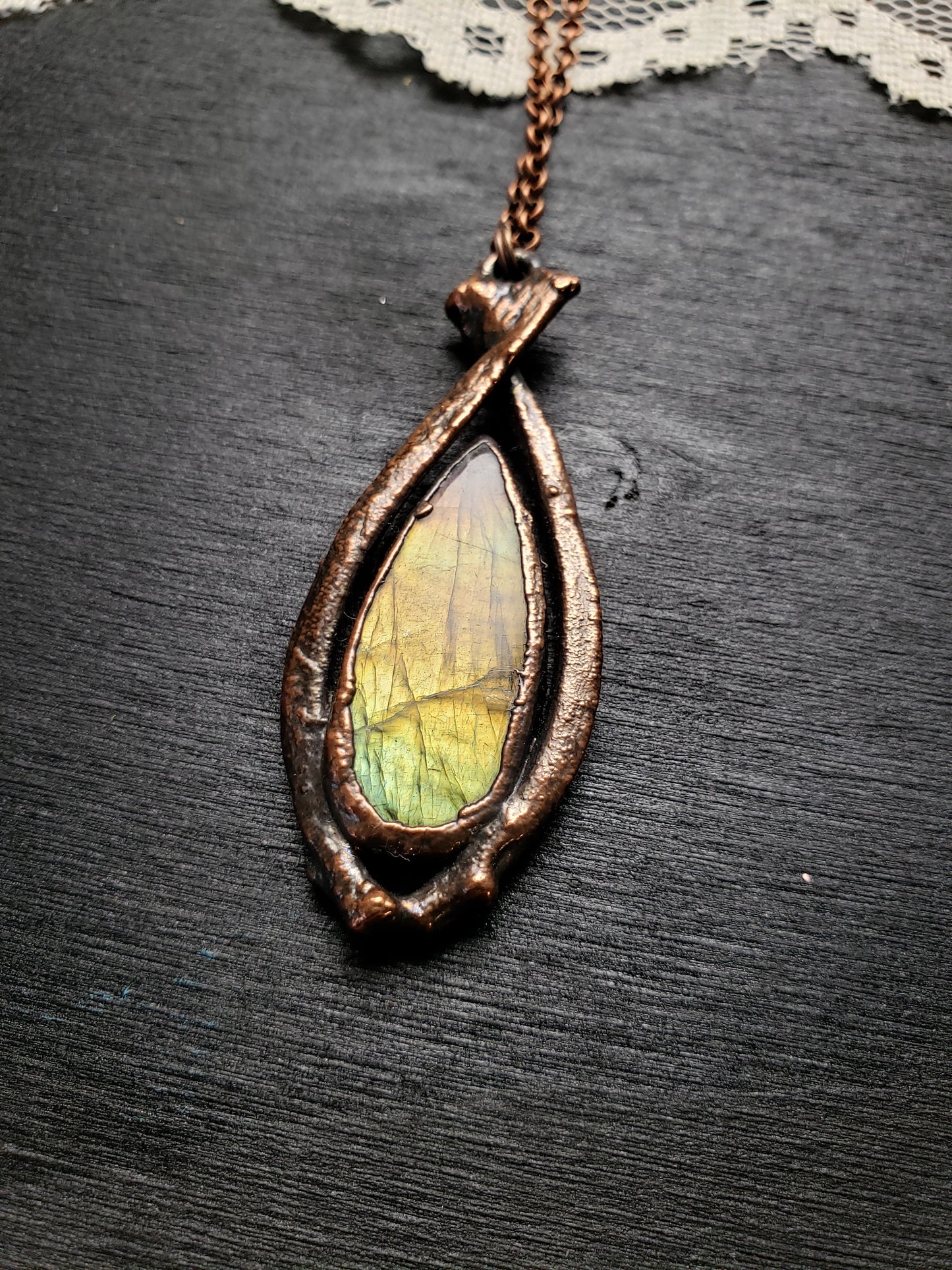 Labradorite and Rabbit Bone Pendant