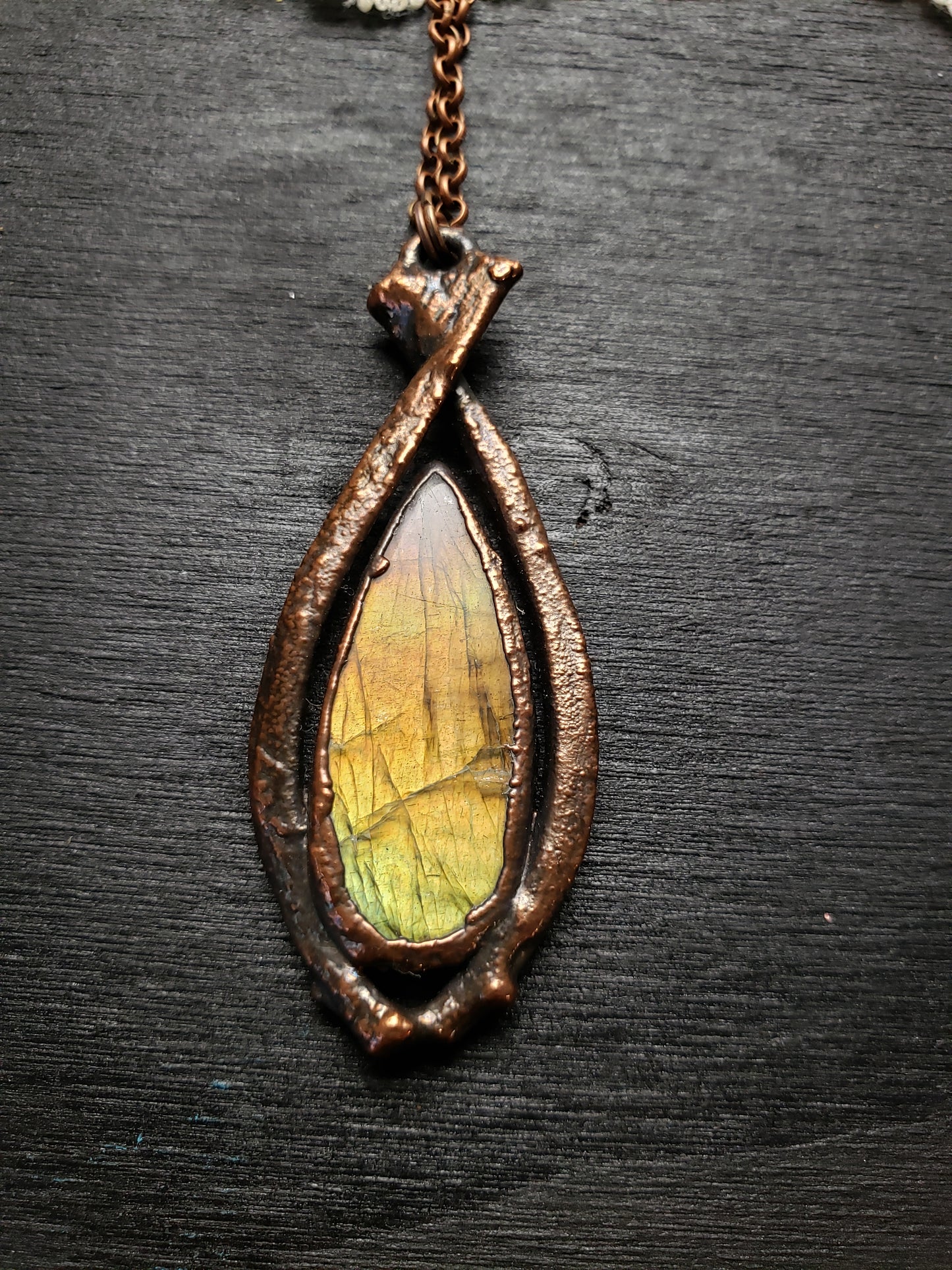 Labradorite and Rabbit Bone Pendant