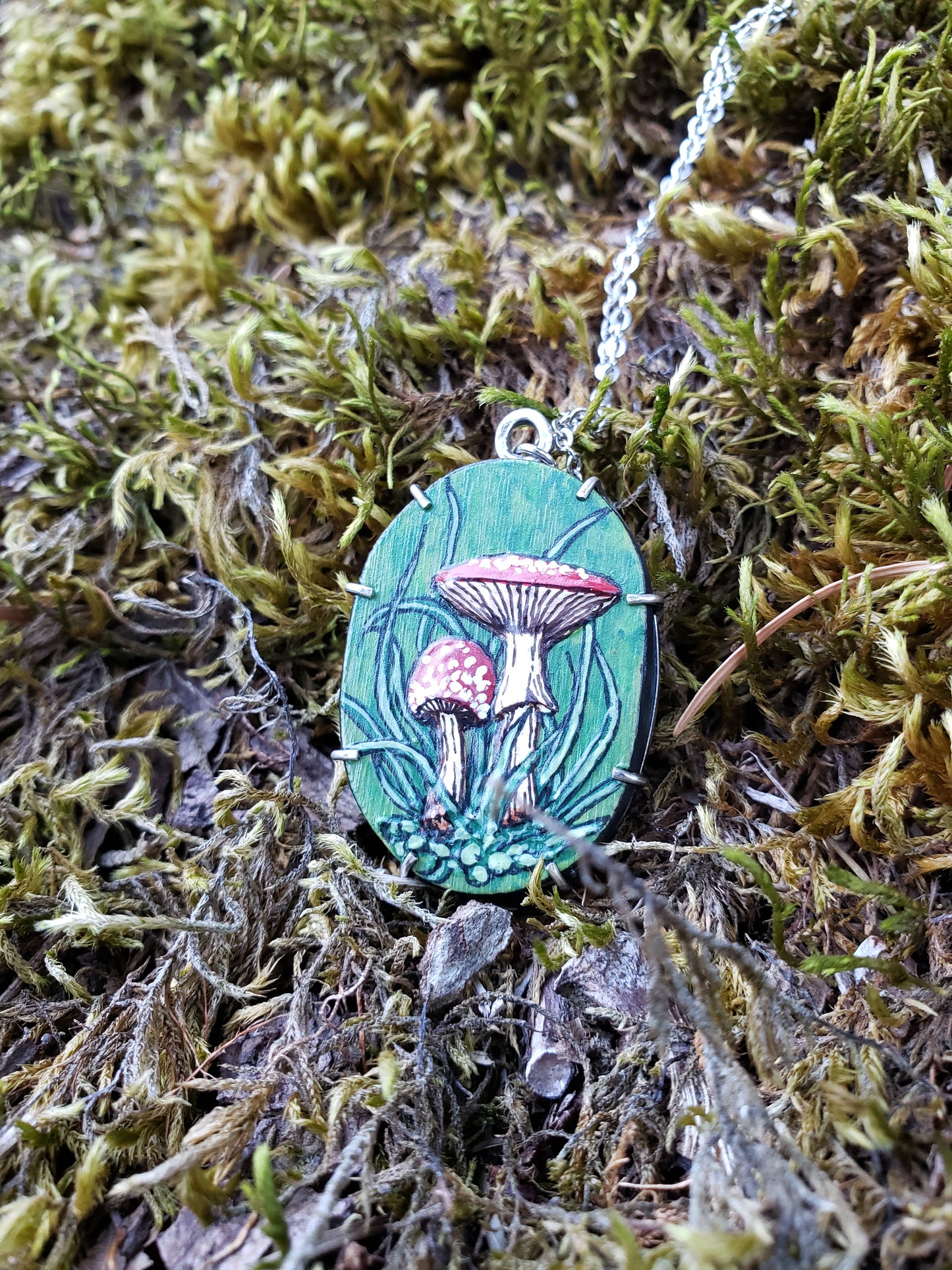 Tiny Painting Pendant, Amanita Muscaria