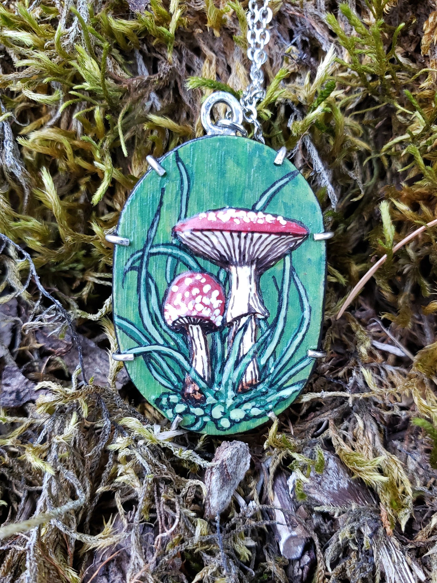 Tiny Painting Pendant, Amanita Muscaria