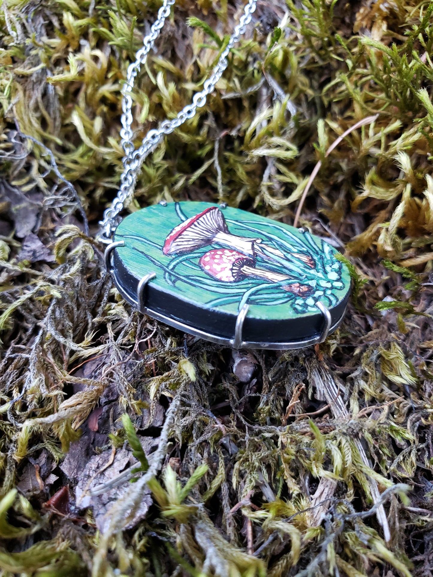 Tiny Painting Pendant, Amanita Muscaria