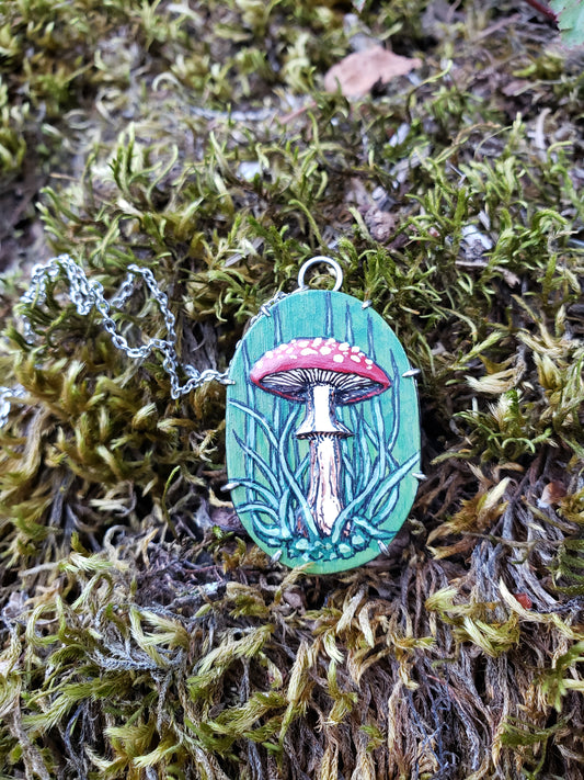 Tiny Painting Pendant, Amanita Muscaria