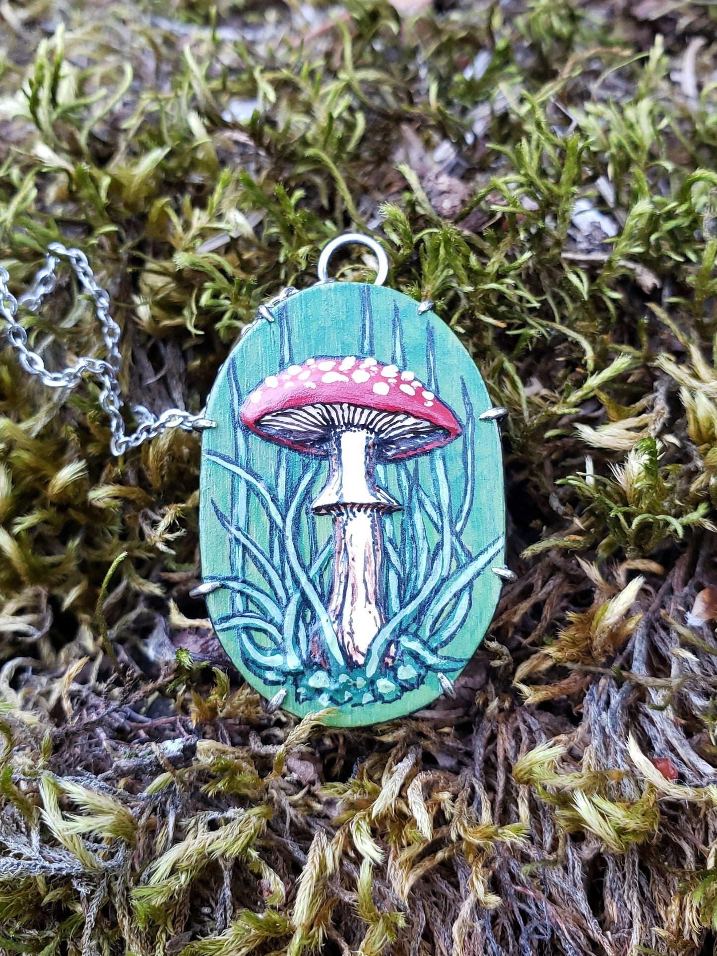 Tiny Painting Pendant, Amanita Muscaria