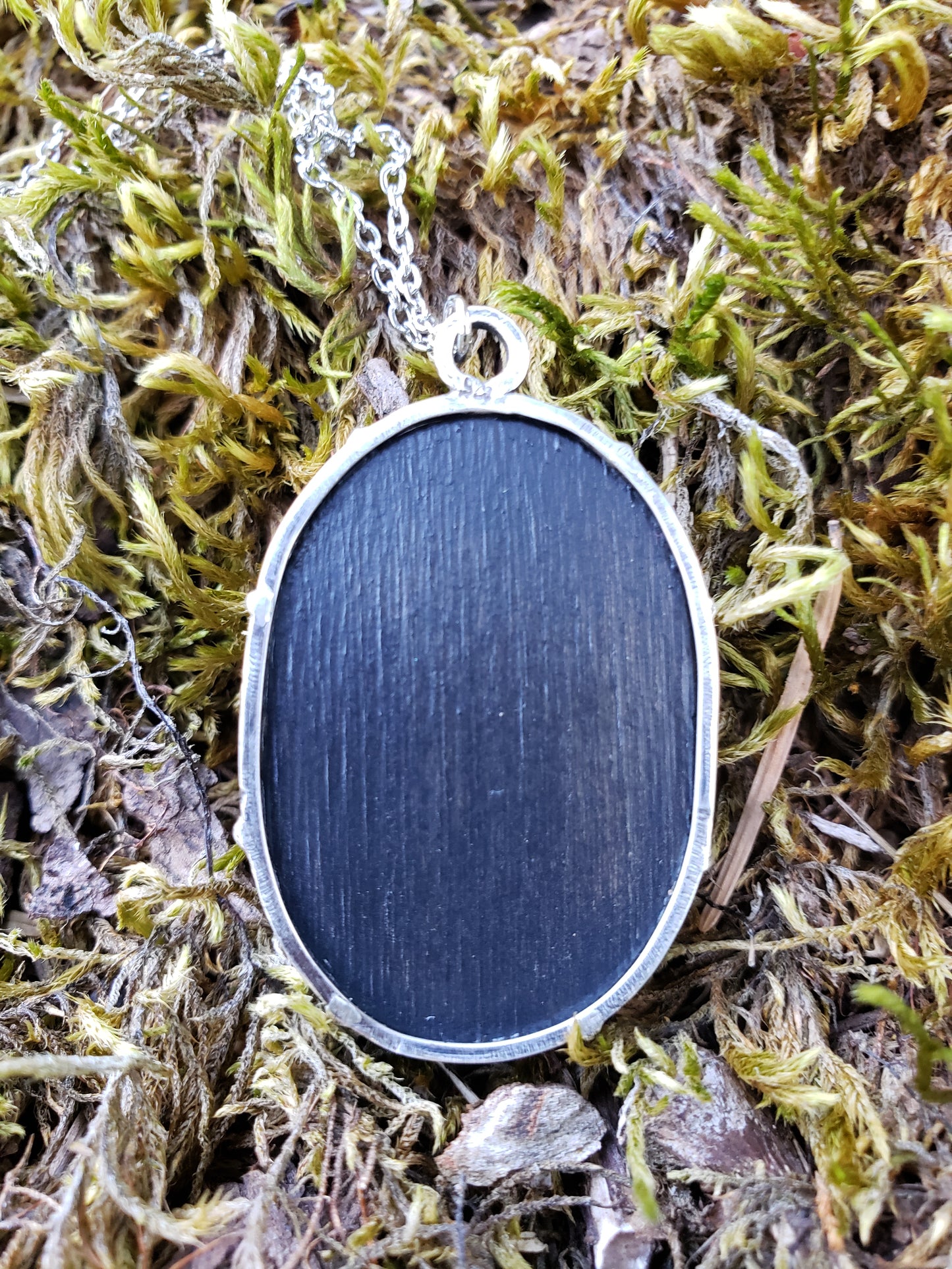 Tiny Painting Pendant, Bracket Fungus on Tree Bark