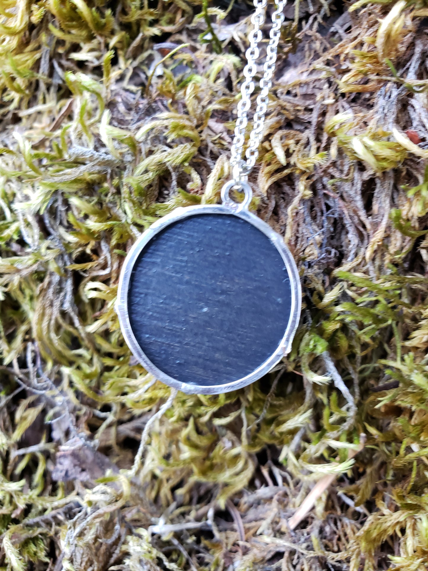 Tiny Painting Pendant, Mushrooms on the Moon