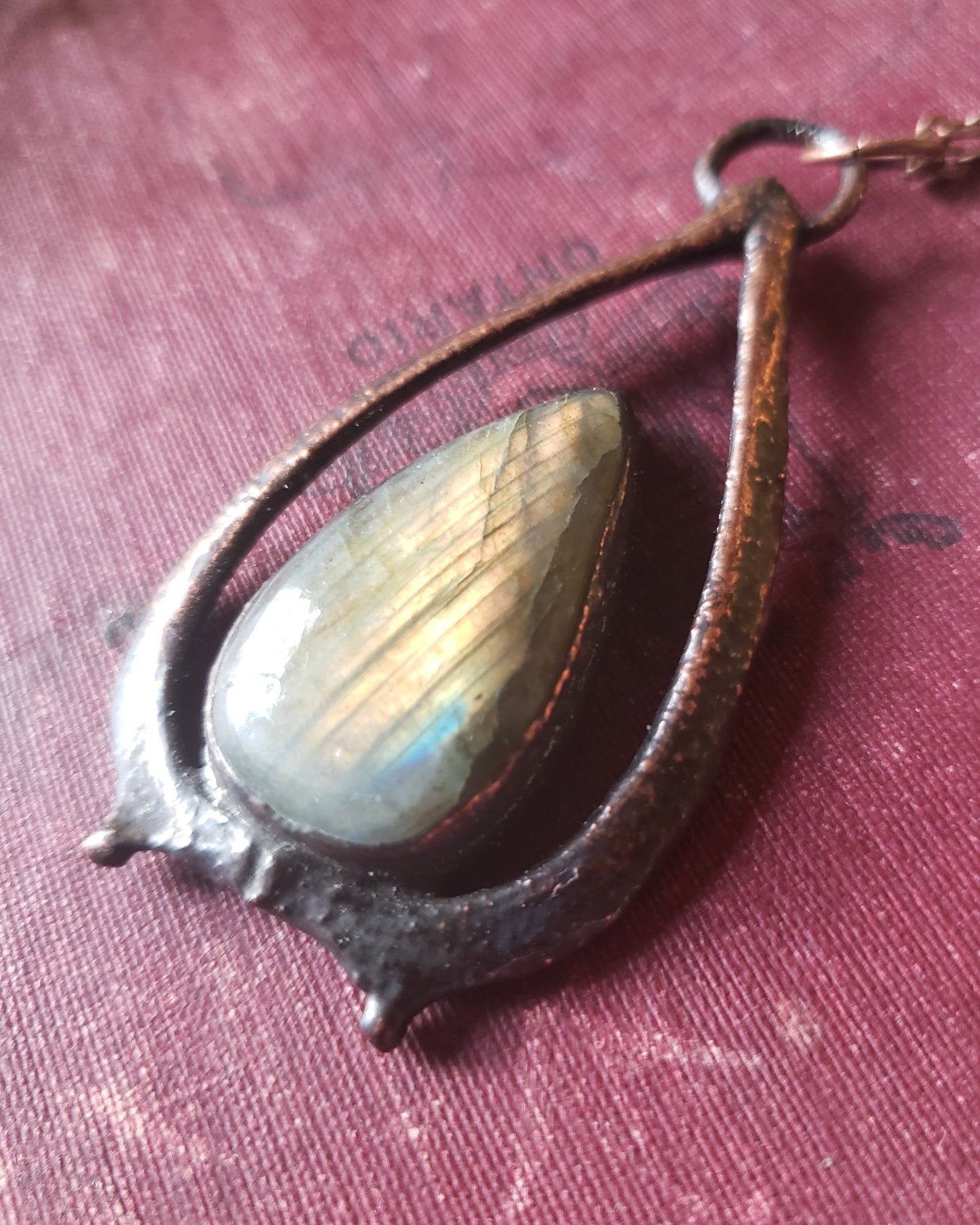 Labradorite and Bone Pendant