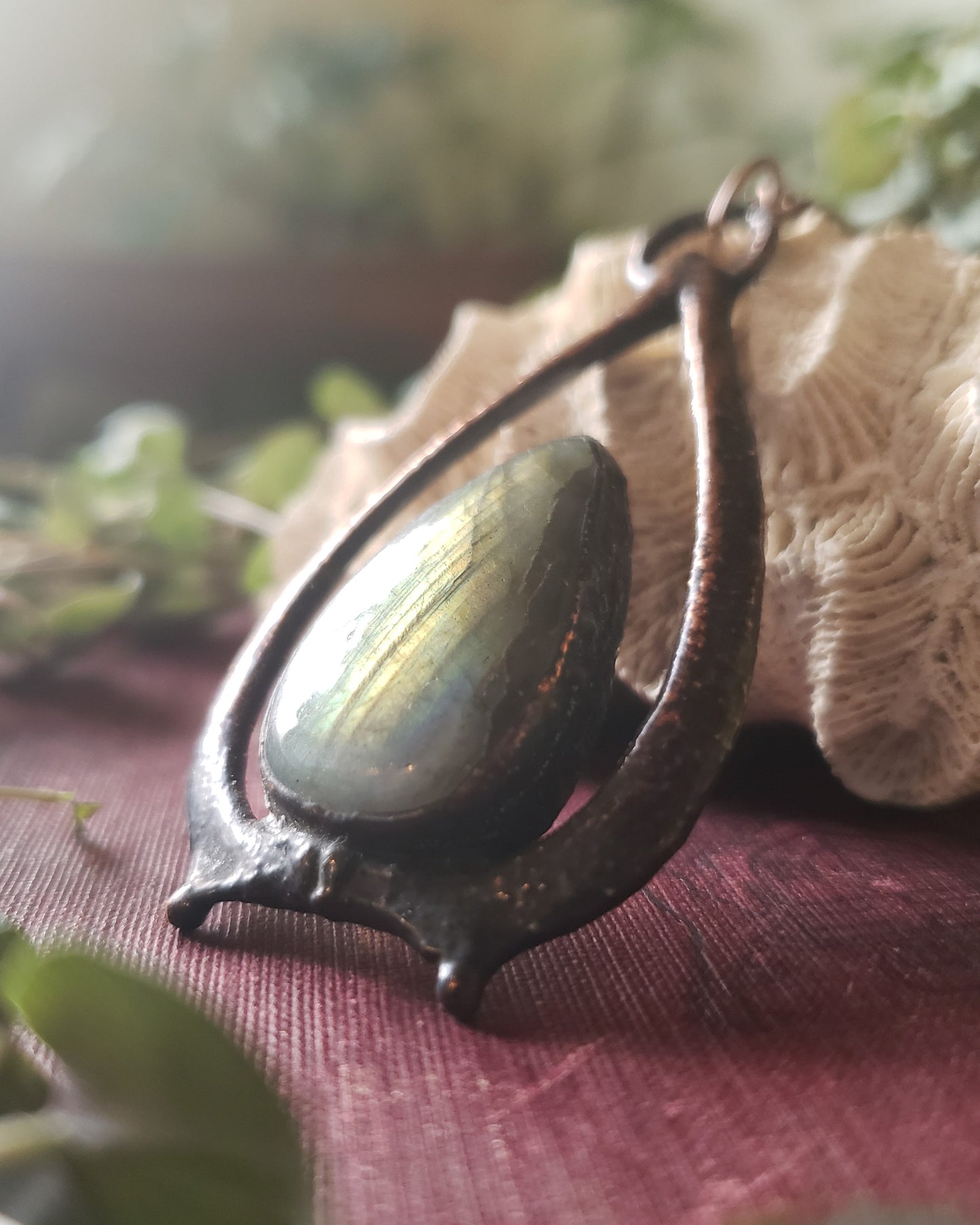 Labradorite and Bone Pendant