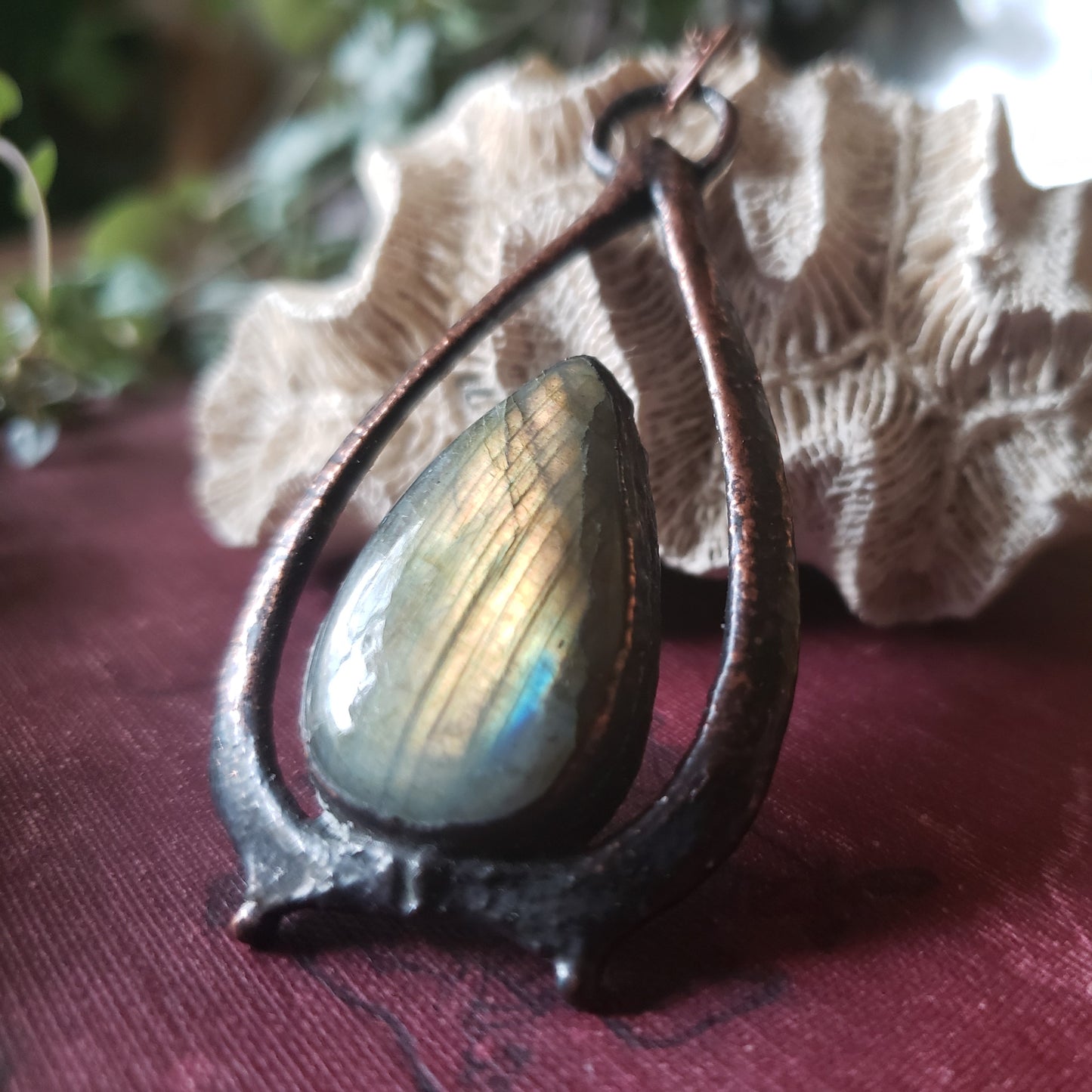 Labradorite and Bone Pendant