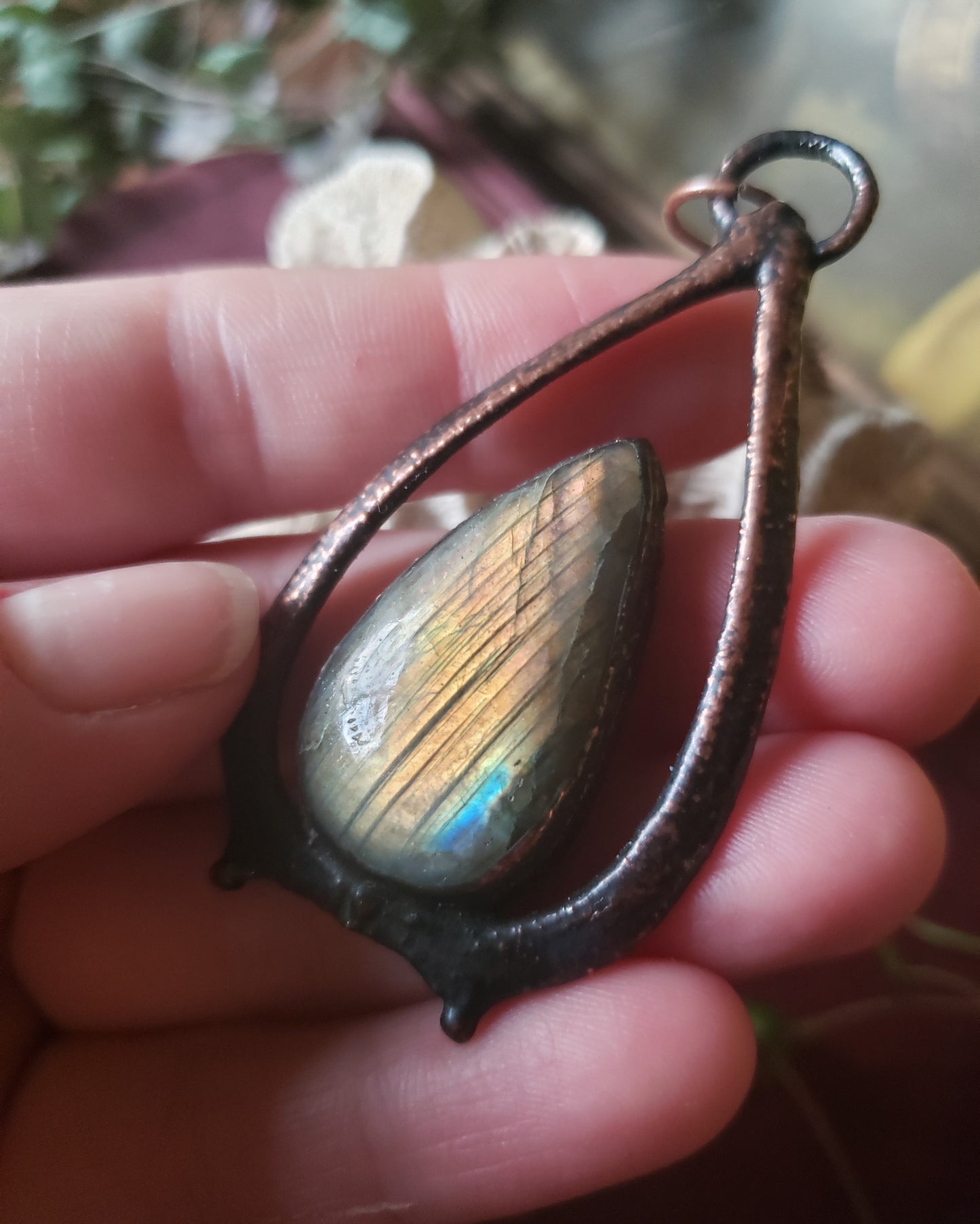 Labradorite and Bone Pendant