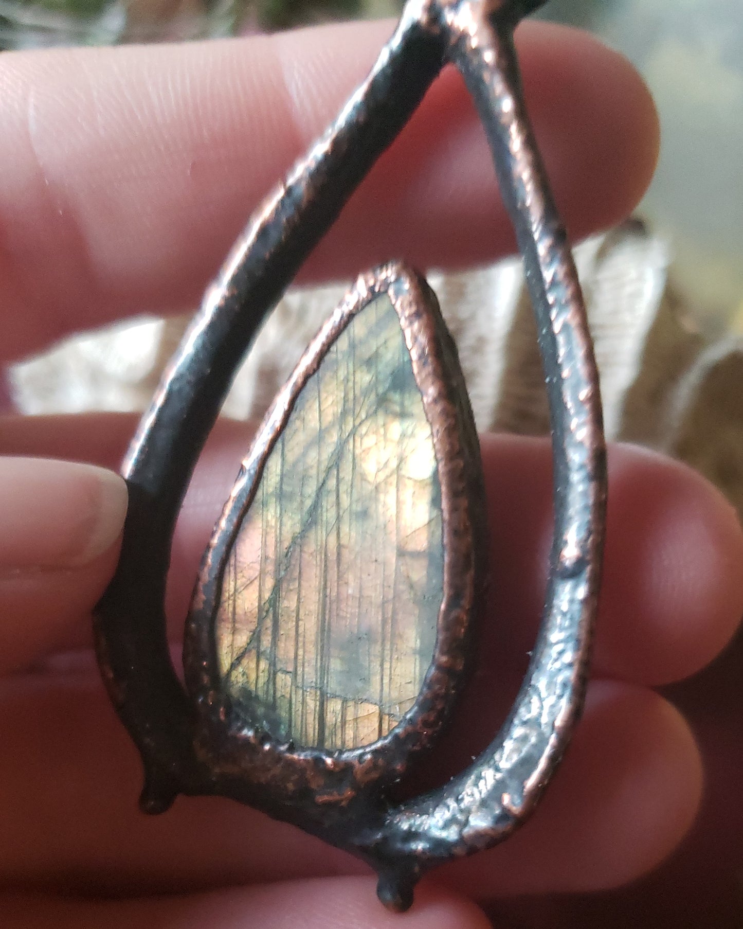 Labradorite and Bone Pendant